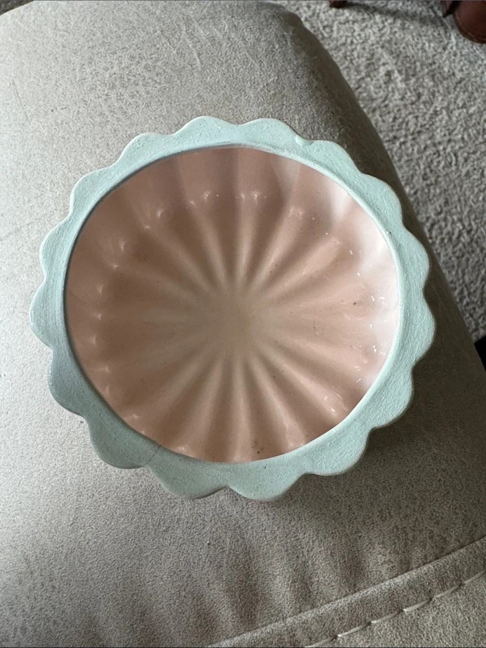 Vintage Rose Mint Trinket Porcelain Jewelry Holder GUC -Small Flaw